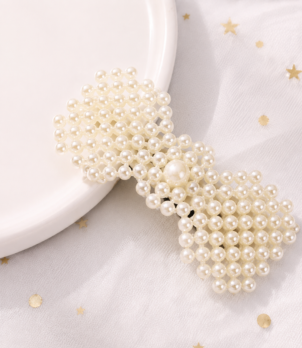 Barrette Nœud Perles